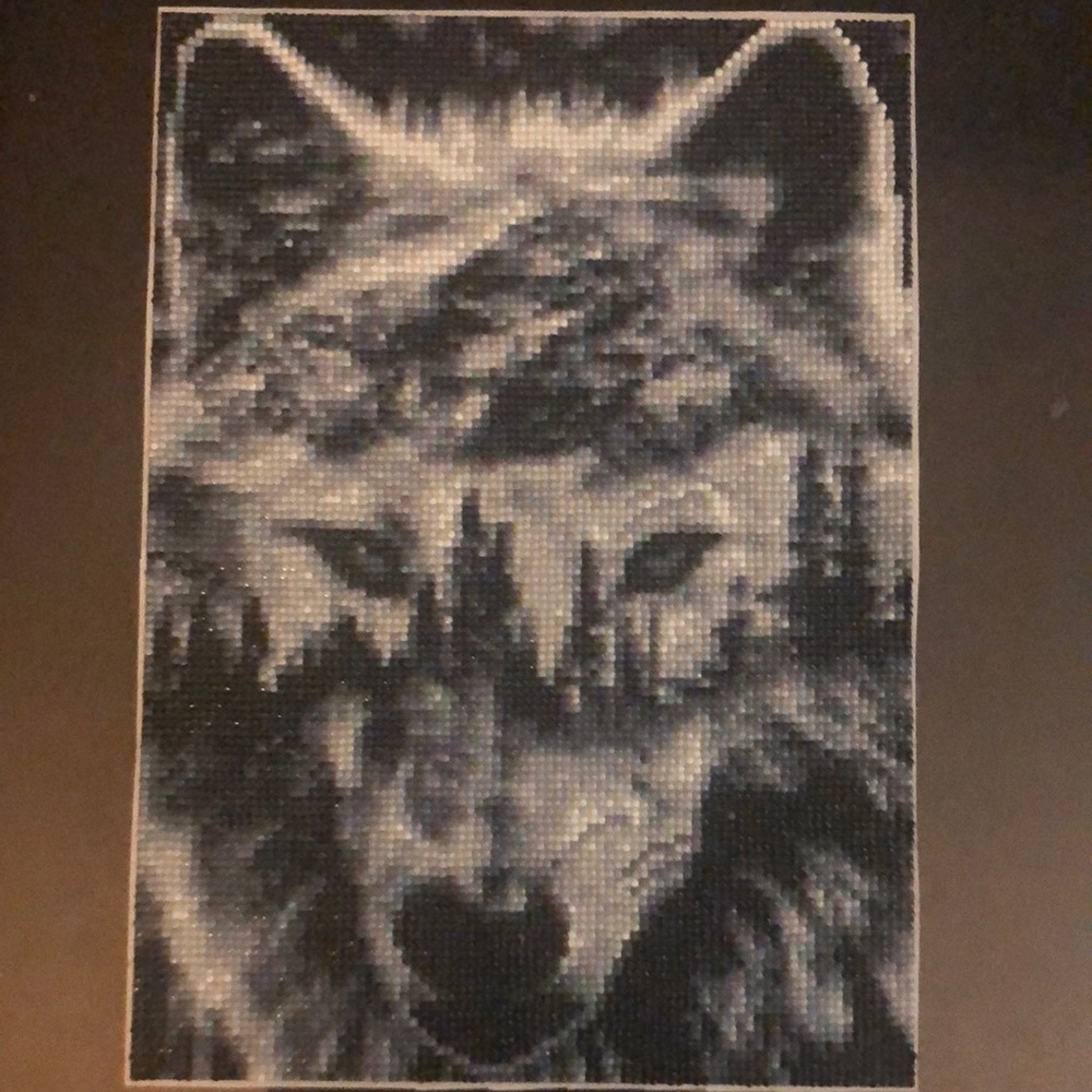 Majestic Wolf Art Painting - Black and Gray